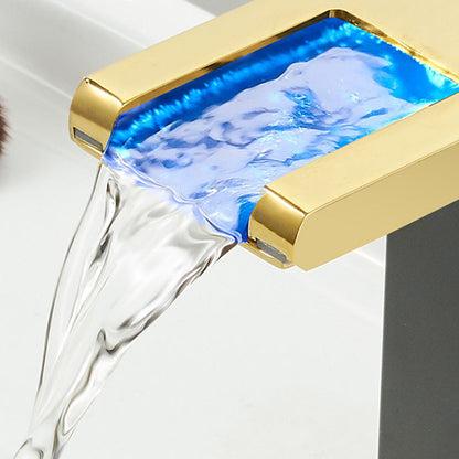 Skanto | Modern Waterfall Spout Bathroom Sink Faucet with LED Brass Bathroom Sink