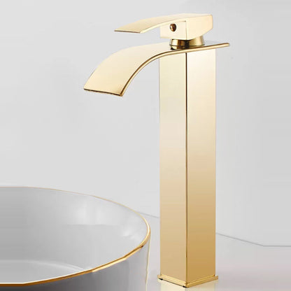 Skanto | Modern Waterfall Spout Bathroom Sink Faucet with LED Brass Bathroom Sink