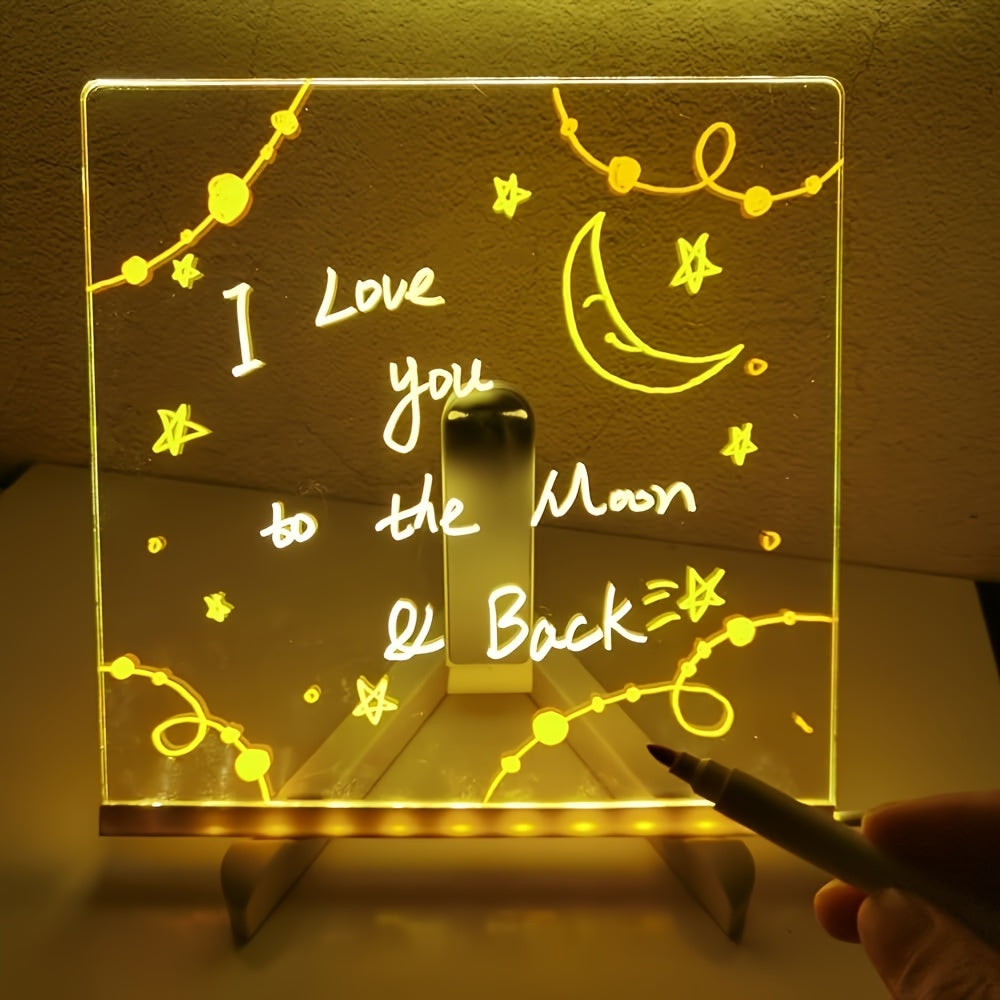 Skanto | USB LED Notepad with 12 Colored Pens - Light Message Board for Office & Home