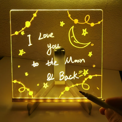 Skanto | USB LED Notepad with 12 Colored Pens - Light Message Board for Office & Home