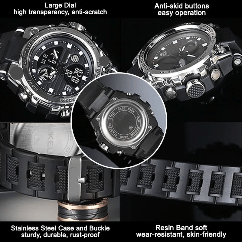 Karnz | Sporty Dual-Display Mode Multifunctional Waterproof Luminous Men's Wristwatch