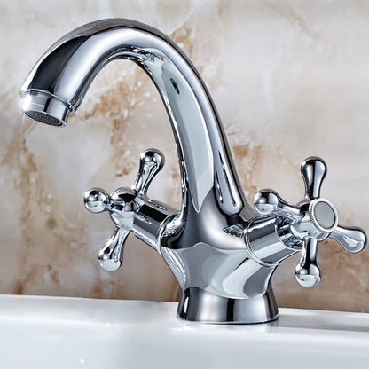 BowLift | Industrial Wide-Spread Bathroom Faucet with Dual Cross Handles – Brass Construction