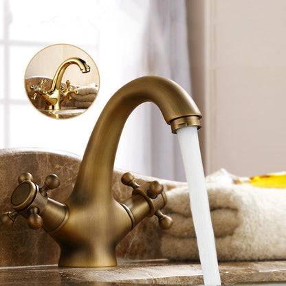 BowLift | Industrial Wide-Spread Bathroom Faucet with Dual Cross Handles – Brass Construction