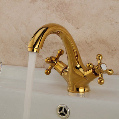 BowLift | Industrial Wide-Spread Bathroom Faucet with Dual Cross Handles – Brass Construction