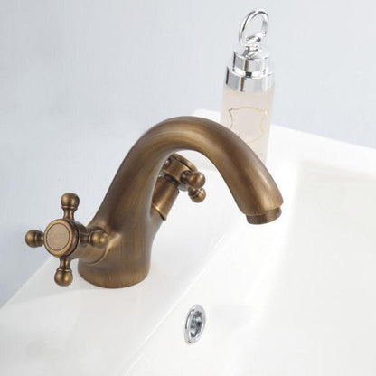 BowLift | Industrial Wide-Spread Bathroom Faucet with Dual Cross Handles – Brass Construction