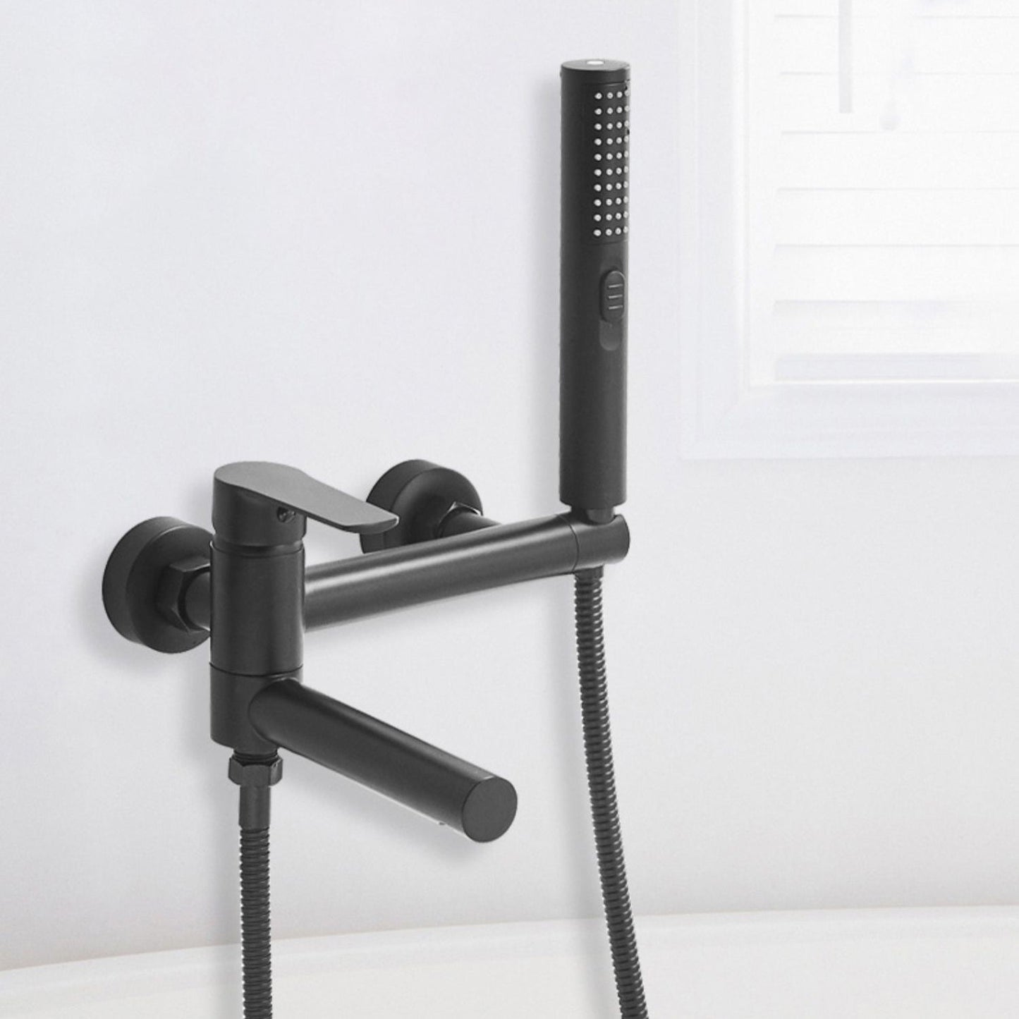 BowLift | Swivel spout bathtub faucet single lever handle hand shower bathtub filling valve with shower hose
