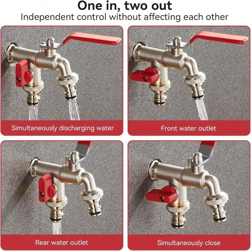 BowLift | Dual-Outlet Stainless Garden Faucet – Rustproof 2-Way Tap with Quick Connect & Independent Valves