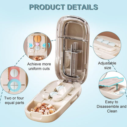 Portable pill cutter with adjustable compartments Karnz