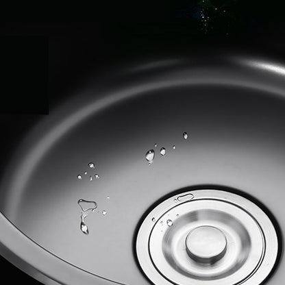 Kalsten | Single Bowl Kitchen Sink Round Stainless Steel Sink with Drain Strainer Kits
