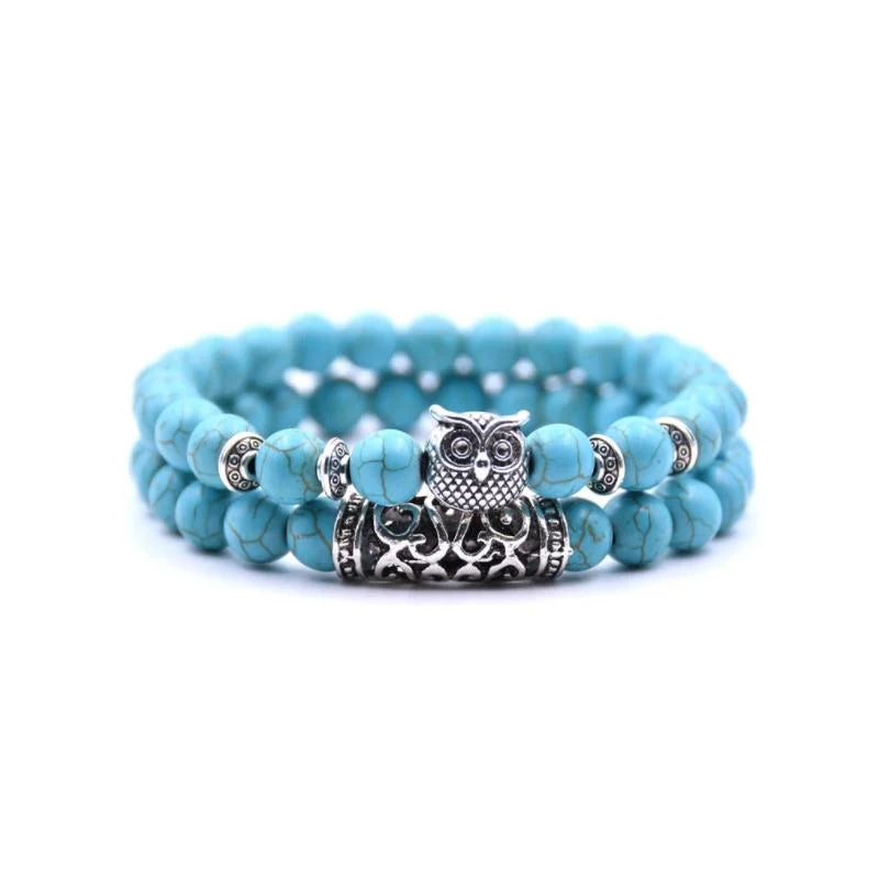 Skanto | Owl Charm Natural Stone Bracelet