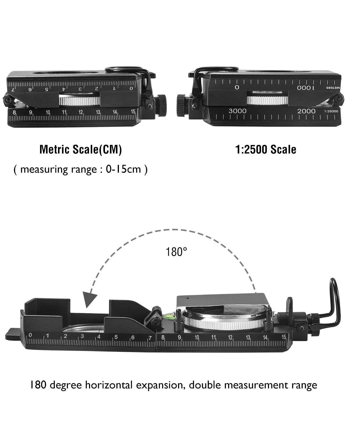 BowLift | Military Compass | Waterproof Aluminum Alloy | Clinometer & Sighting Lens | Survival, Camping & Hiking