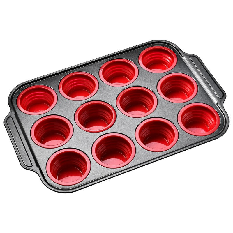 BowLift | Press-Release Silicone Muffin Pan with Sturdy Metal Frame