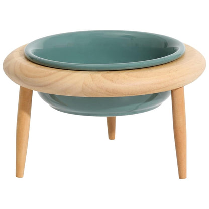 Kalsten | Misha Ceramic Elevated Cat Bowl with Wooden Stand