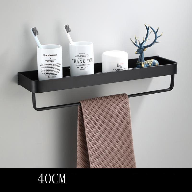 Skanto | Black Bathroom Shelf Made of Space Aluminum for Wall Mounting