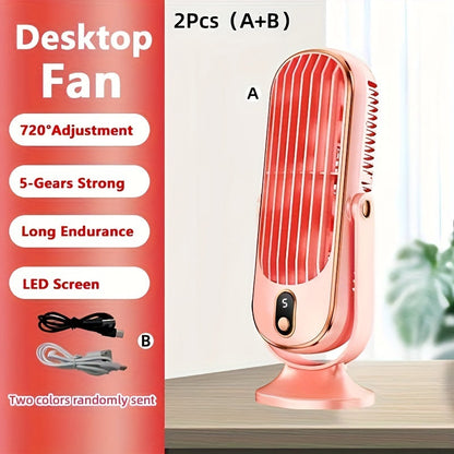 Portable Air Conditioner Fan - Large Battery, Dual Motor, 5-Speed Air Cooler with 720° All-around Air Blower - Ideal for Office, Camping, Outdoor RV, USB Fan - Great Gift for Thanksgiving, Halloween, Christmas | Karnz