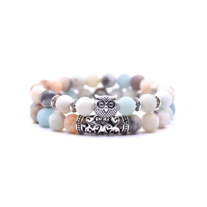 BowLift | Owl Charm Natural Stone Bracelet