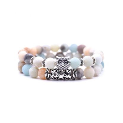BowLift | Owl Charm Natural Stone Bracelet