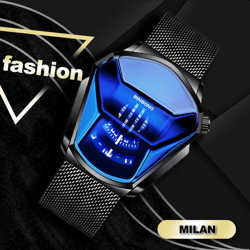 Men's quartz watch in diamond style
