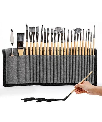 Professional Art Brushes with natural wooden handles Set