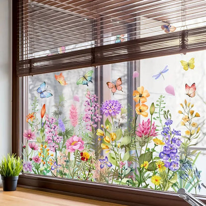BowLift | 💐 Colorful Floral Bouquet Window Sticker 🖼️ (Removable without leaving marks)