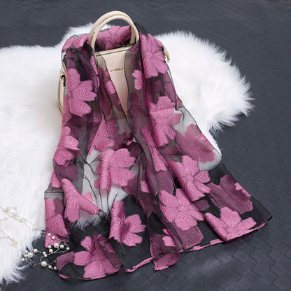 BowLift | Silk scarf with cut flowers hollow motif