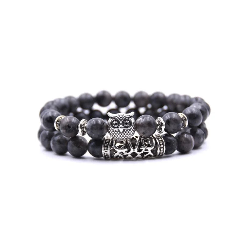 Skanto | Owl Charm Natural Stone Bracelet