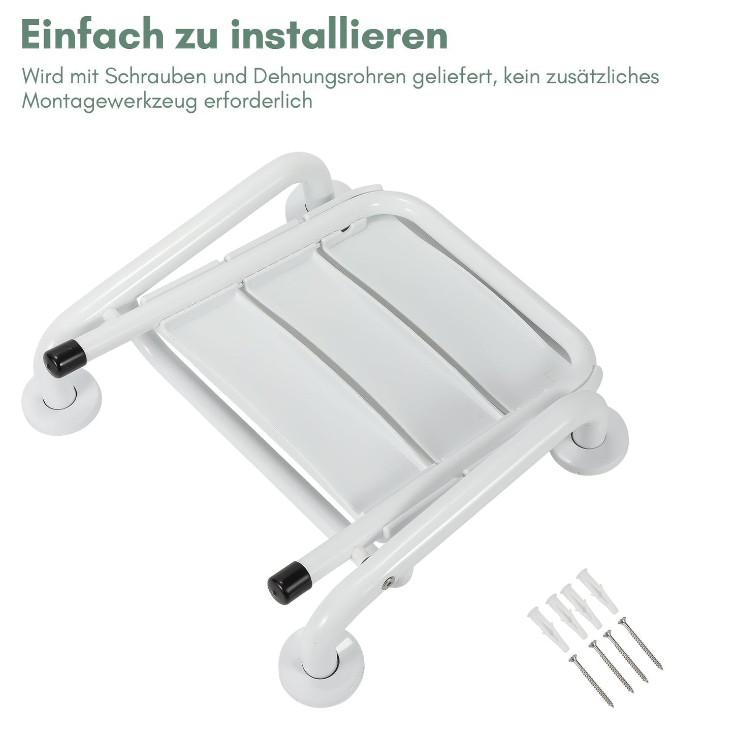 Foldable Shower Seat with Armrests Wall Mount | Karnz