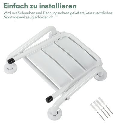 Foldable Shower Seat with Armrests Wall Mount | Karnz