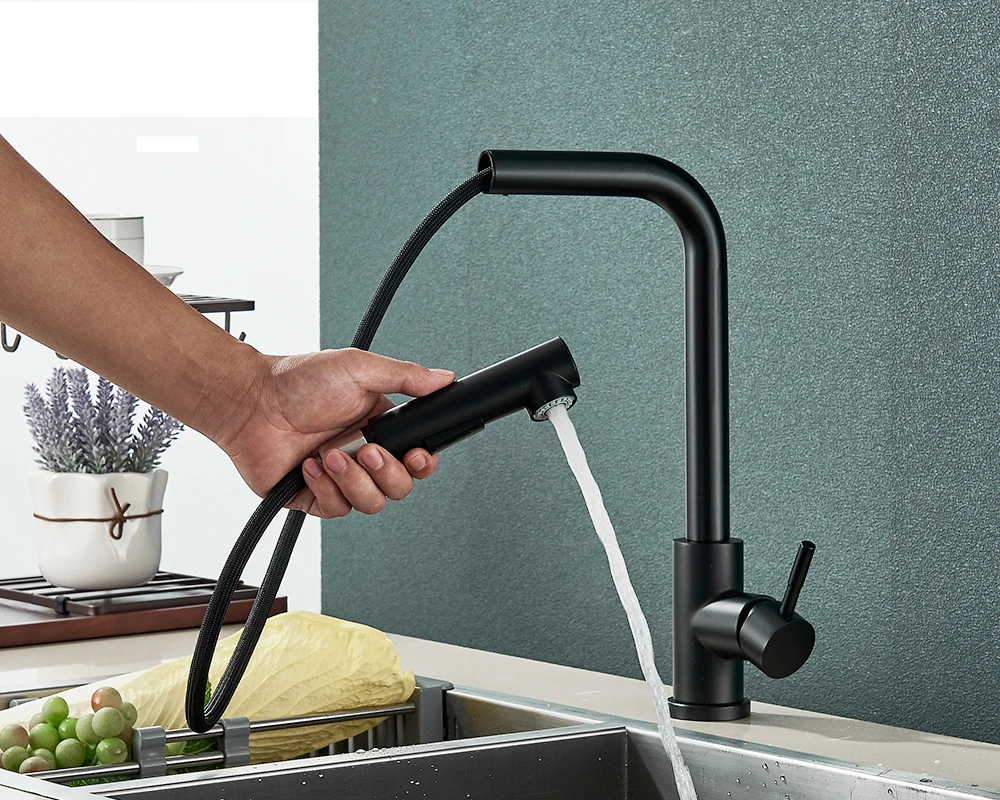 FlexiJet Black extendable kitchen faucet Bowlift
