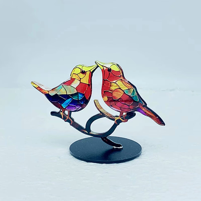 BowLift |Bird on Branch Metal Painted Desktop Ornament