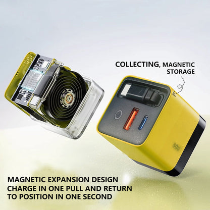 Brehn | 3 in 1 GaN Charger, scalable 80W MAX fast charging module with Type-C cable and 2 USB ports