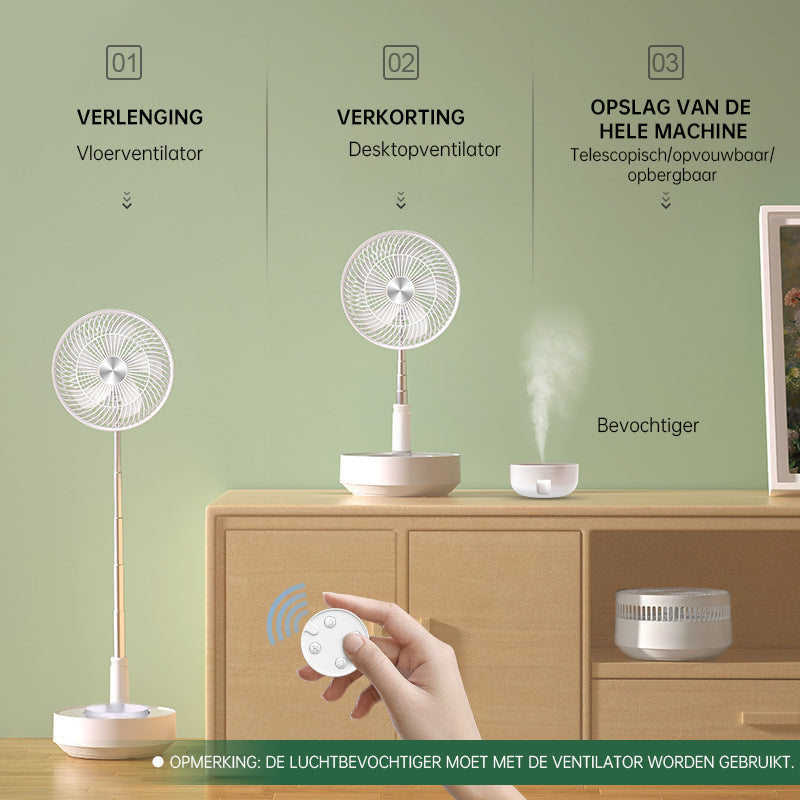 Portable Rechargeable Telescopic Fan with low-noise design and adjustable height