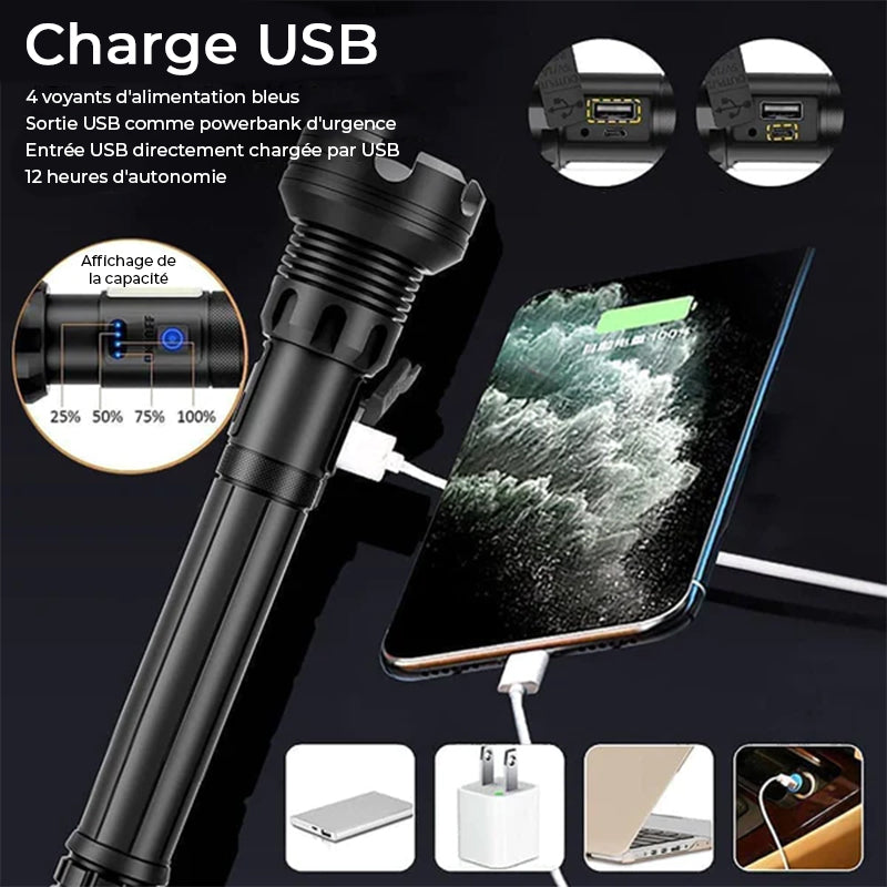 Tactical rechargeable laser LED flashlight | Bowlift