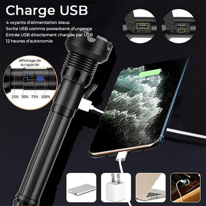 Tactical rechargeable laser LED flashlight | Bowlift