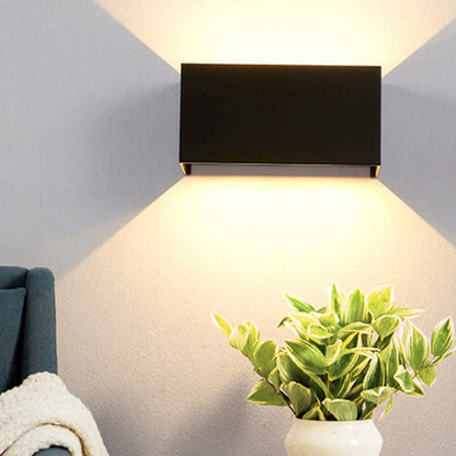 Modern Outdoor Waterproof Rectangular LED Up and Down Illuminated Outdoor Wall Sconce Lamp | Kalsten