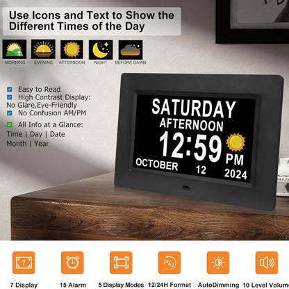 BowLift | 11.5-Inch Digital Calendar Day Clock with 19 Reminders – Claryon