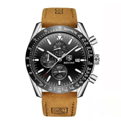 Skanto | Men's Water-Resistant Quartz Watch with Leather Strap