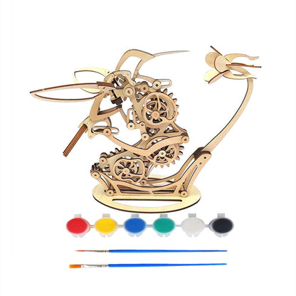 BowLift | Wood kinetic hummingbird sculpture