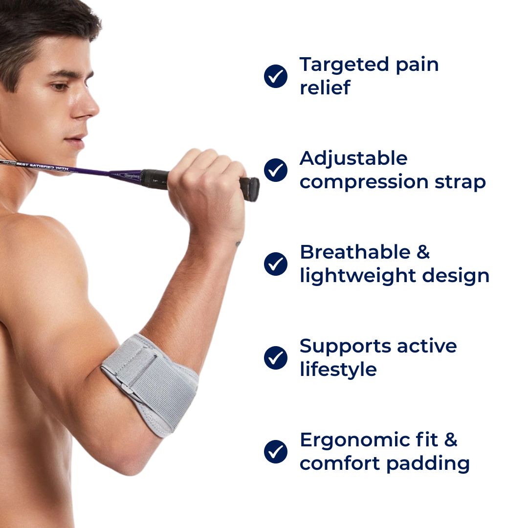 ElbowEase | Tennis Elbow Strap – Adjustable Compression – Breathable Lightweight Design – Sports & Work Support Bowlift