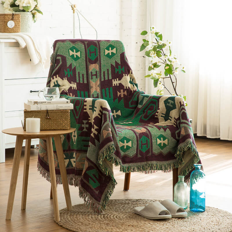 Bohemian knitted throw blankets for sofa decor