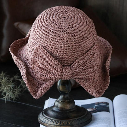 BowLift | Retro Folding Straw Hat with Bow