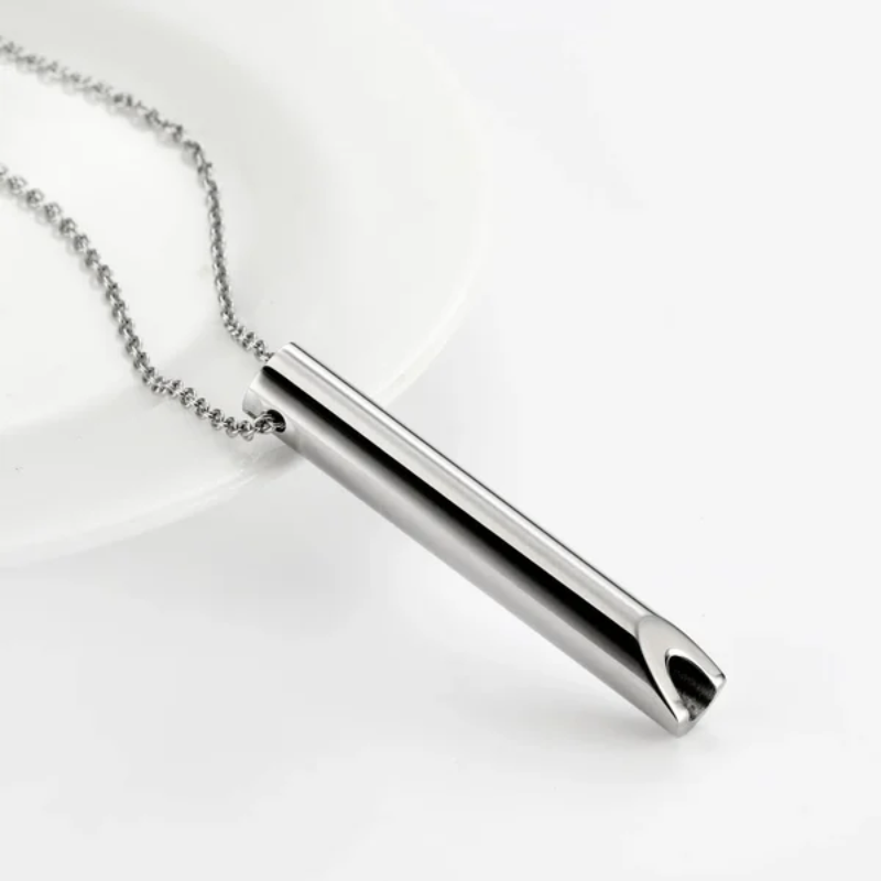 Necklace with breathing exercises | Stainless steel | Alternative to smoking and vaping for anxiety relief