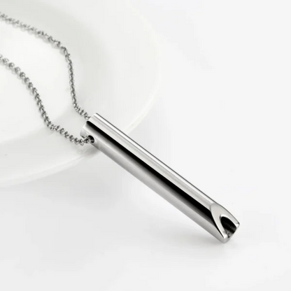 Necklace with breathing exercises | Stainless steel | Alternative to smoking and vaping for anxiety relief