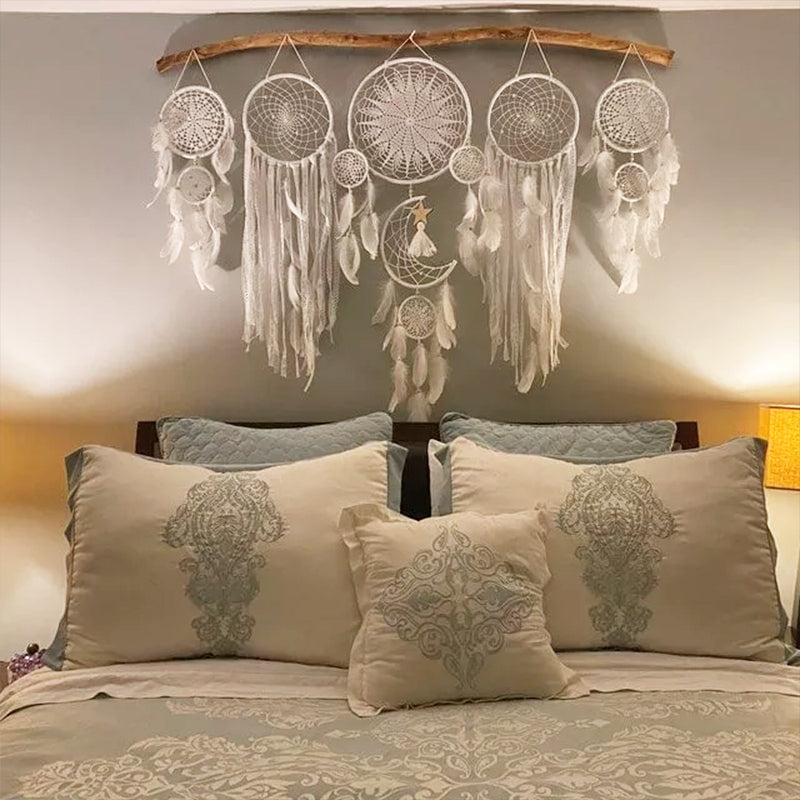 Dreamcatcher Moon and Stars Hanging Above Bed (5 PCS) Skanto