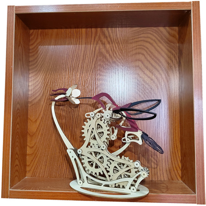 BowLift | Wood kinetic hummingbird sculpture