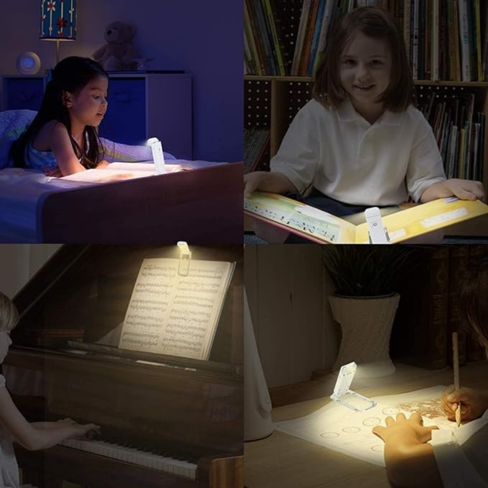 Skanto | Reading Light - Adjustable LED Clip Light with Rechargeable Battery, USB Powered for Bedside Reading, Best for Bookworms and Kids