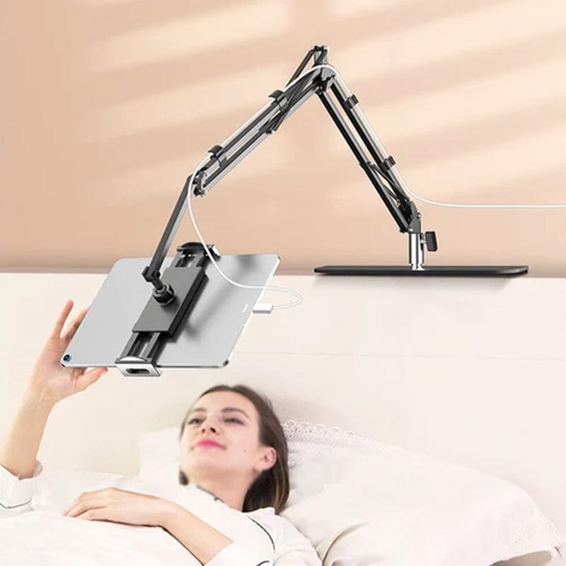 Hidden, extendable table tablet and phone holder | Bowlift