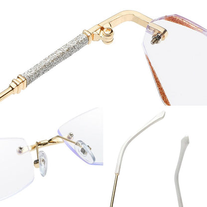 Fashionable rimless anti-blue light reading glasses