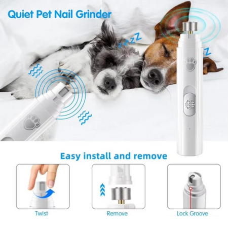 Skanto | Rechargeable Electric Dog Nail File with Polishing Wheel for Small and Large Pets