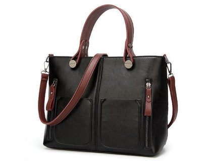 Cera - Double Front Pocket Vintage Tote Handbag | Bowlift
